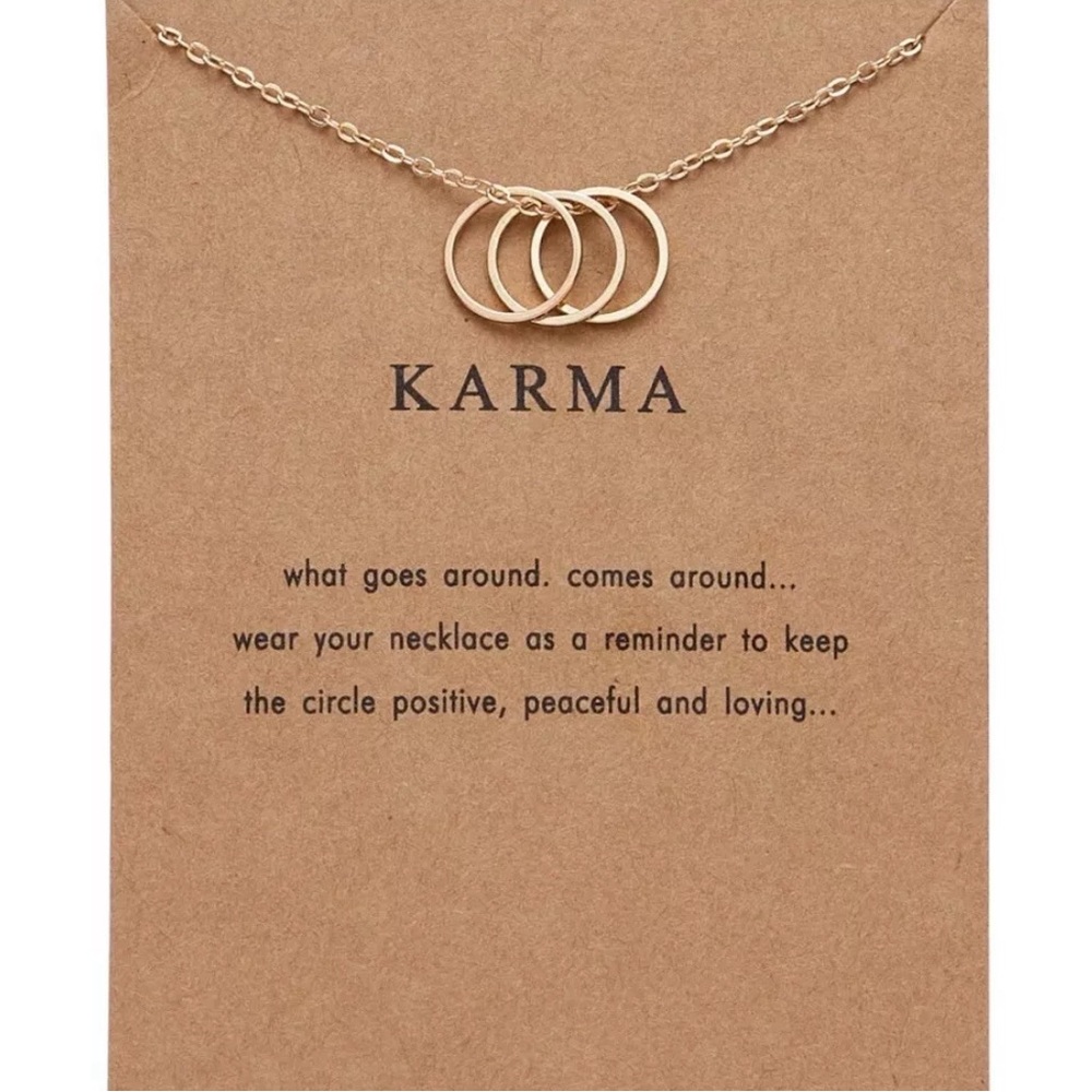 NEW Three Ring Karma Necklace, Dainty, Gold Plated Jewelry